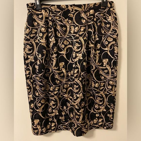 Adrianna Papell black and Gold Silk skirt Size 14 - Picture 6 of 6